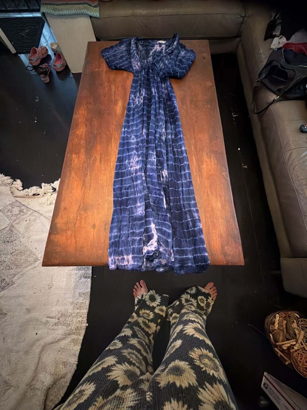 Tiare Hawaii Blue Tie Dye Maxi Dress O/S